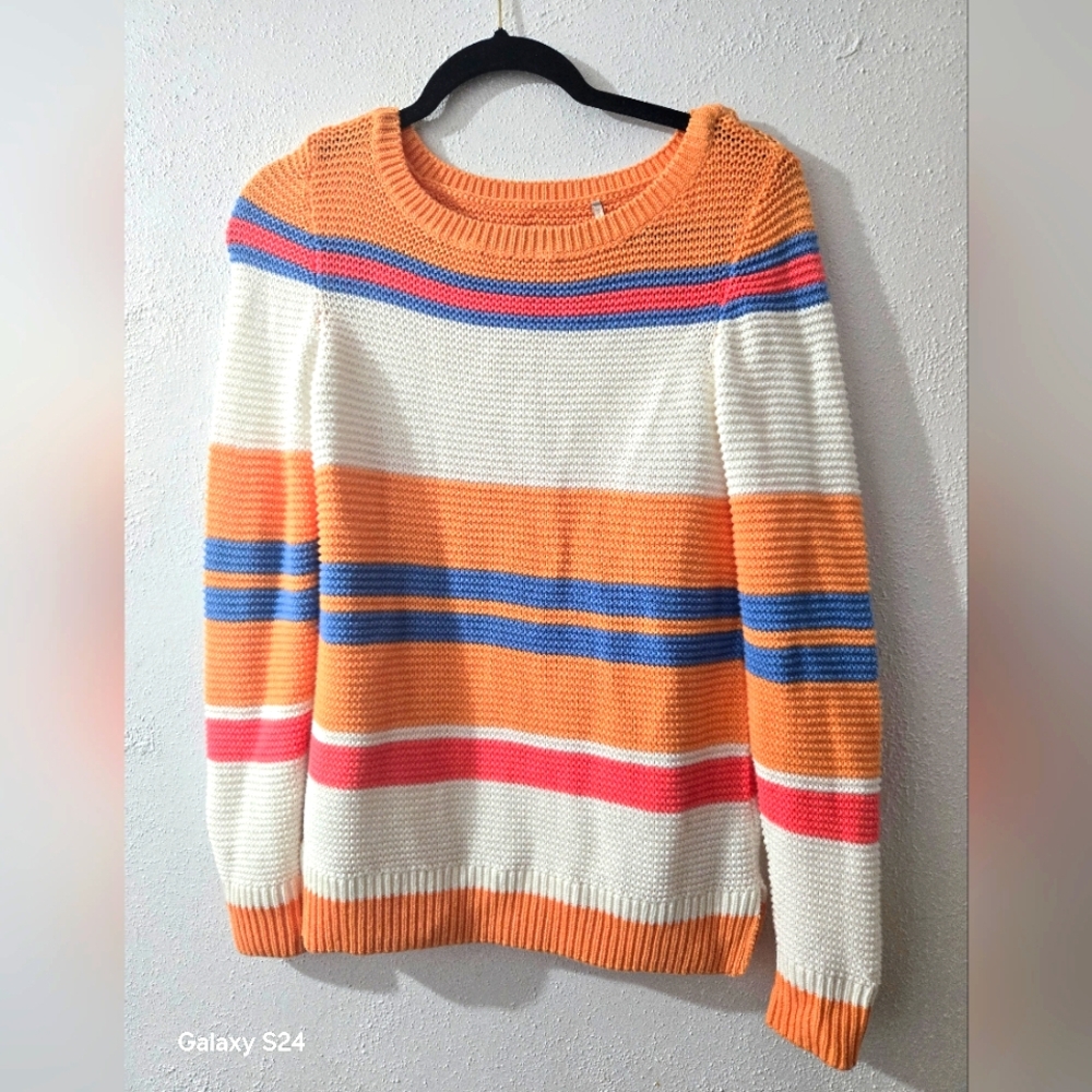 NWOT Striped Orange and Blue Women's Sweater